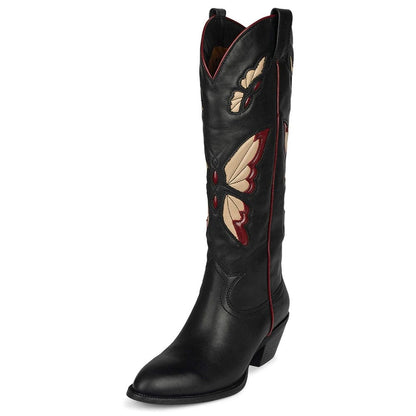 Bessy Embroidery Butterfly Western Boots