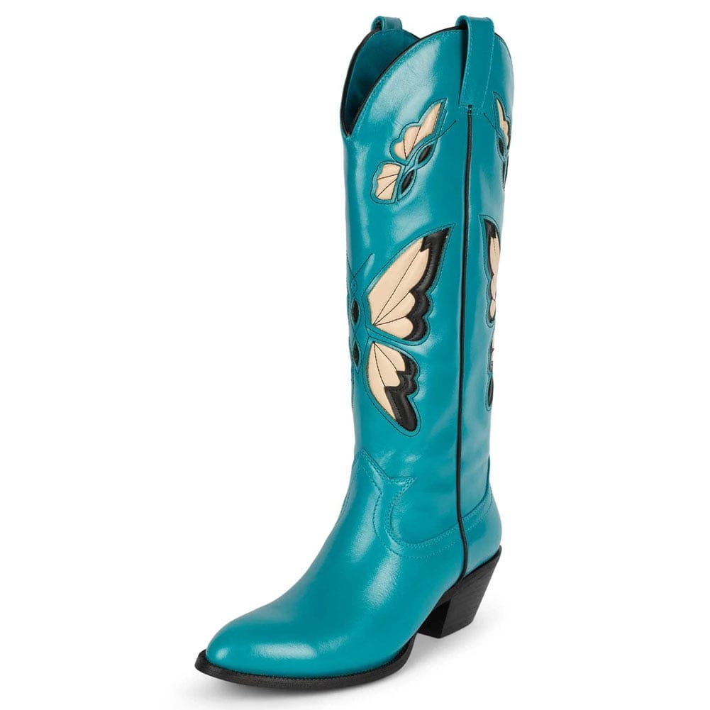 Bessy Embroidery Butterfly Western Boots