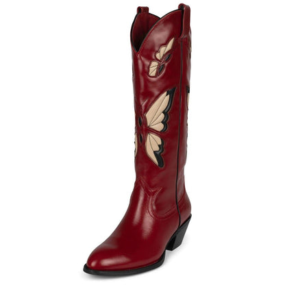 Bessy Embroidery Butterfly Western Boots