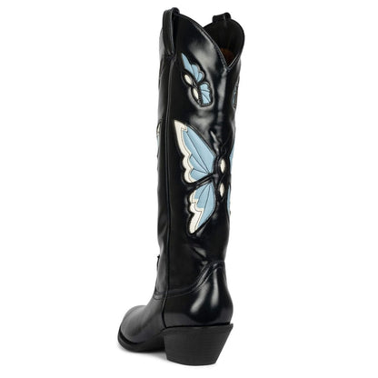 Bessy Embroidery Butterfly Western Boots