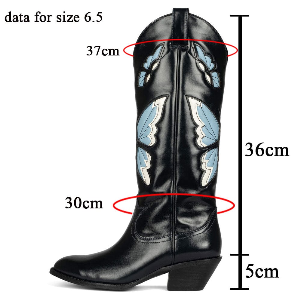 Bessy Embroidery Butterfly Western Boots