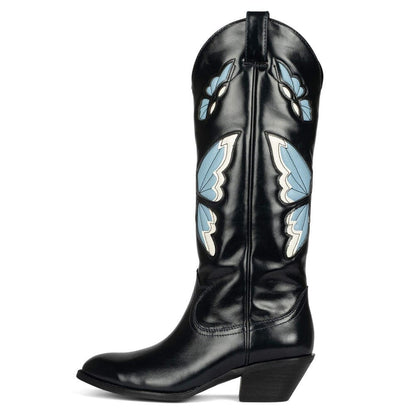 Bessy Embroidery Butterfly Western Boots