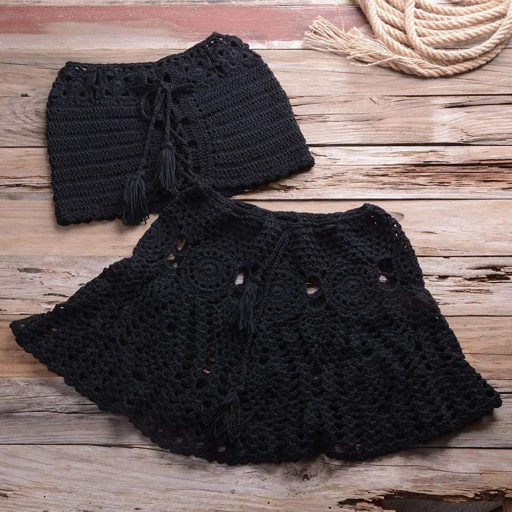 Crochet Bikini Top Skirt Set