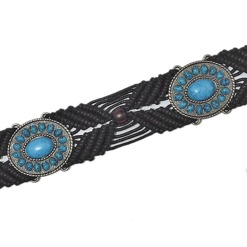 Rillen Macrame Belt With Turquoise Stones