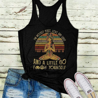 I'M MOSTLY PEACE LOVE AND LIGHT TANK TOP