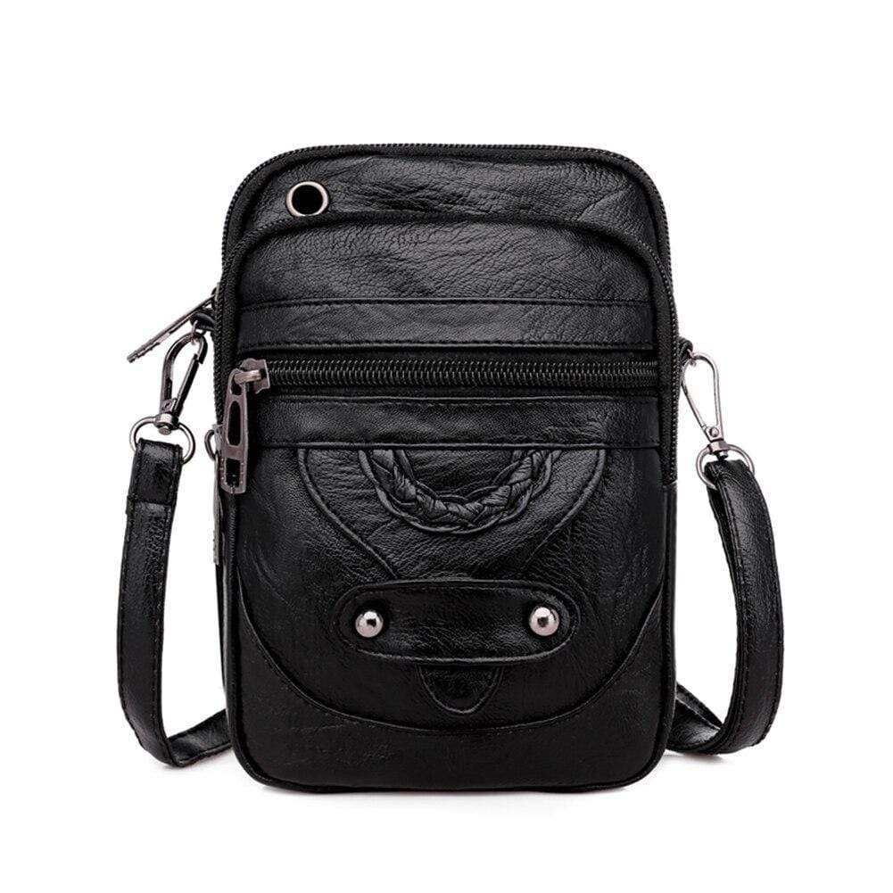 Vegan Leather Braided Design Messenger Bag