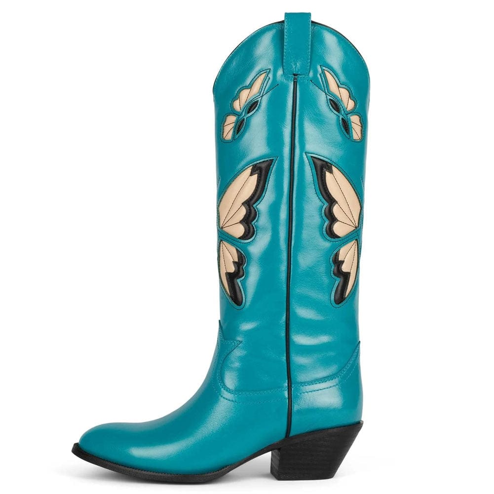 Bessy Embroidery Butterfly Western Boots