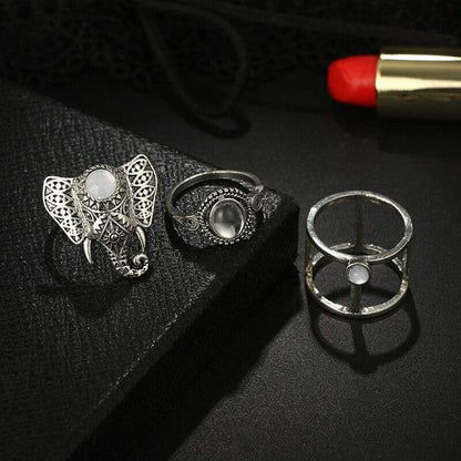 Bohemia Mandala Elephant Ring Set