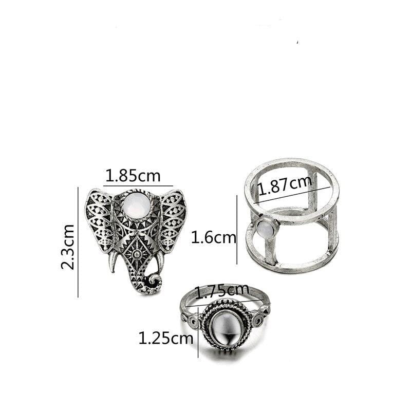 Bohemia Mandala Elephant Ring Set