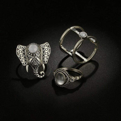 Bohemia Mandala Elephant Ring Set