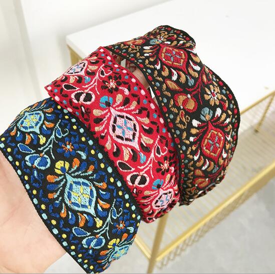 Bohemian Ethnic Embroidered Ribbon Hairbands