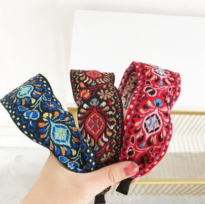 Bohemian Ethnic Embroidered Ribbon Hairbands