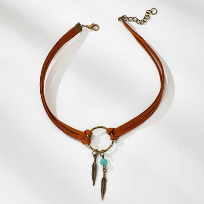 Boho Feather Choker Necklace