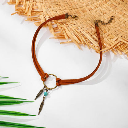 Boho Feather Choker Necklace