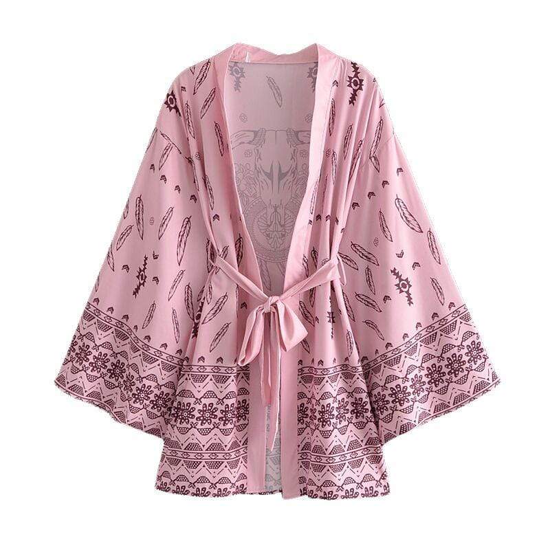 Bull Skull Print Kimono