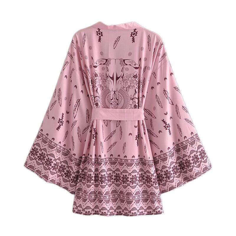 Bull Skull Print Kimono