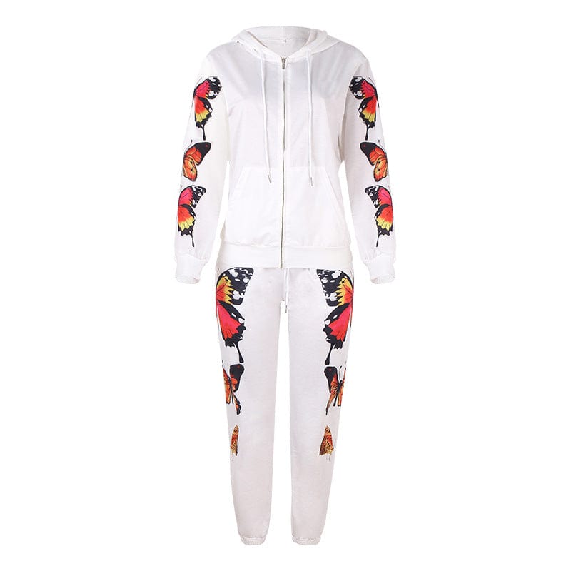 Butterfly Print Hoodie & Jogger Set