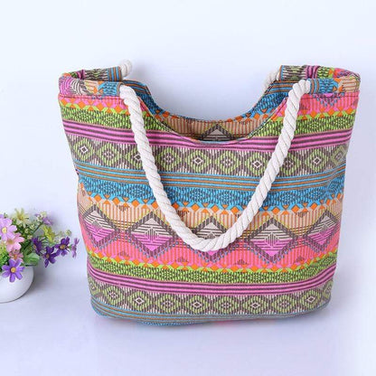 Canvas Striped Shoulder Bag