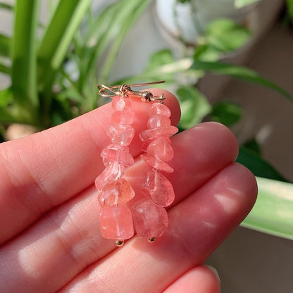 Natural Crystal Gravel Chips Earrings