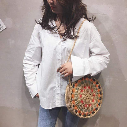 Circular Straw Cross Body Bag