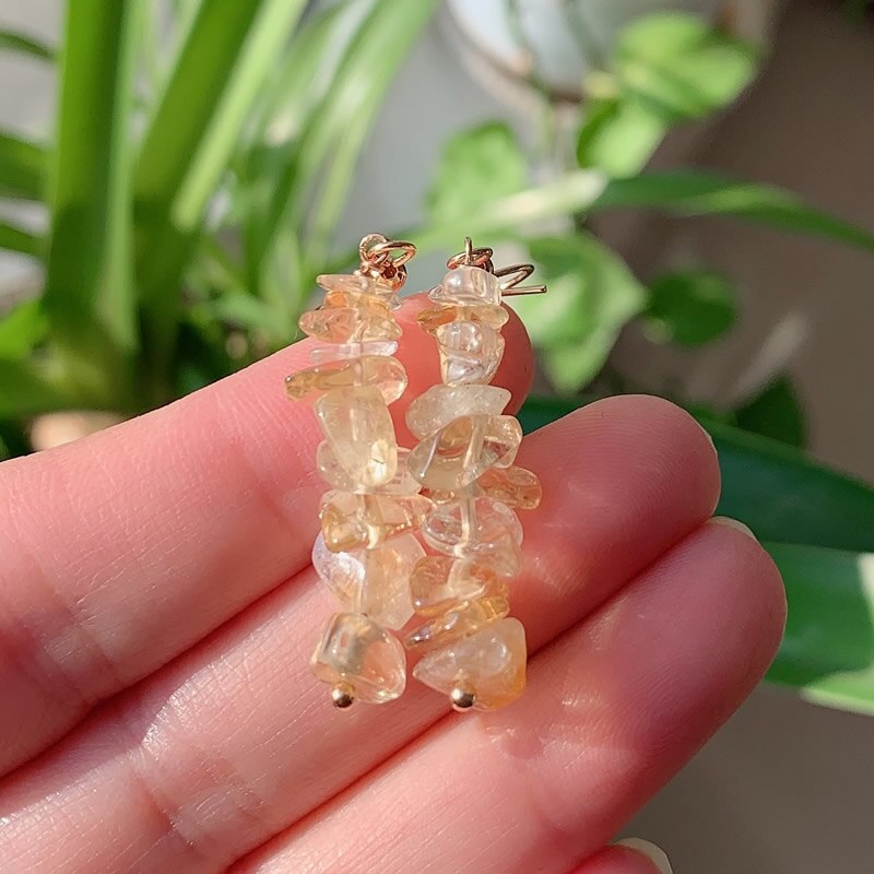 Natural Crystal Gravel Chips Earrings