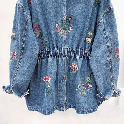 Clover Floral Embroidery Denim Jacket