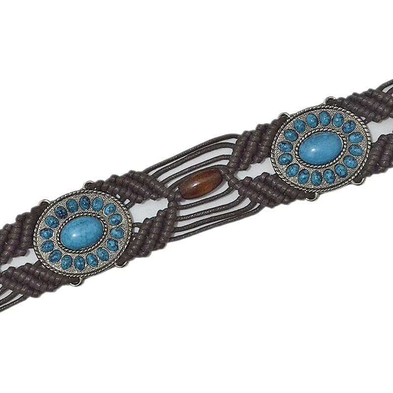 Rillen Macrame Belt With Turquoise Stones