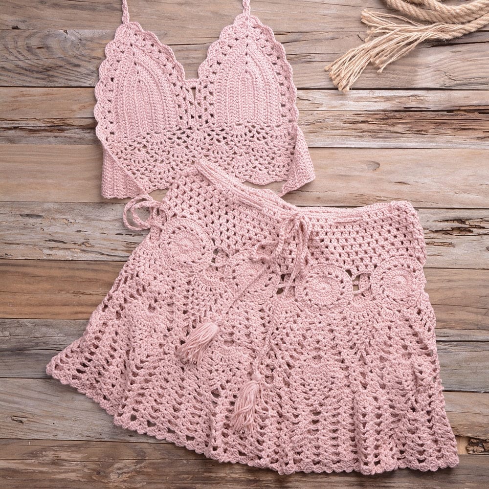 Corinna Crochet Bikini Skirt Set