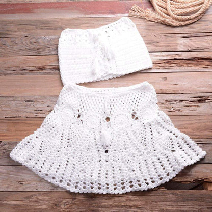 Crochet Bikini Top Skirt Set