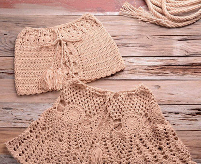 Crochet Bikini Top Skirt Set