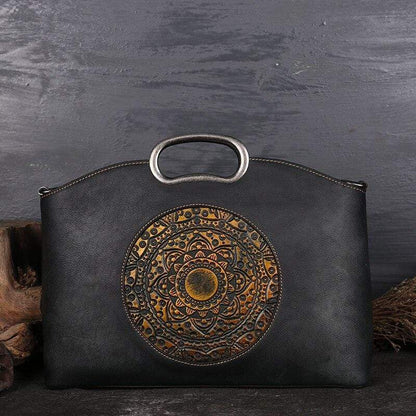 Dark Gray Mandala Embossed Bag