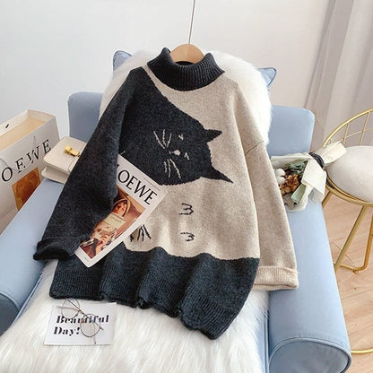 Yin & Yang Cats Knit Sweater