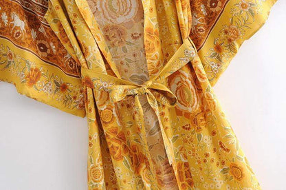 Demelza Yellow Floral Kimono