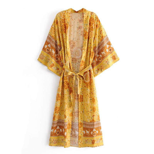 Demelza Yellow Floral Kimono