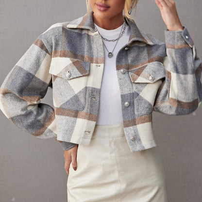 Devaya Plaid Crop Shacket