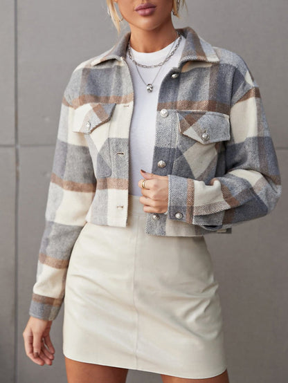 Devaya Plaid Crop Shacket