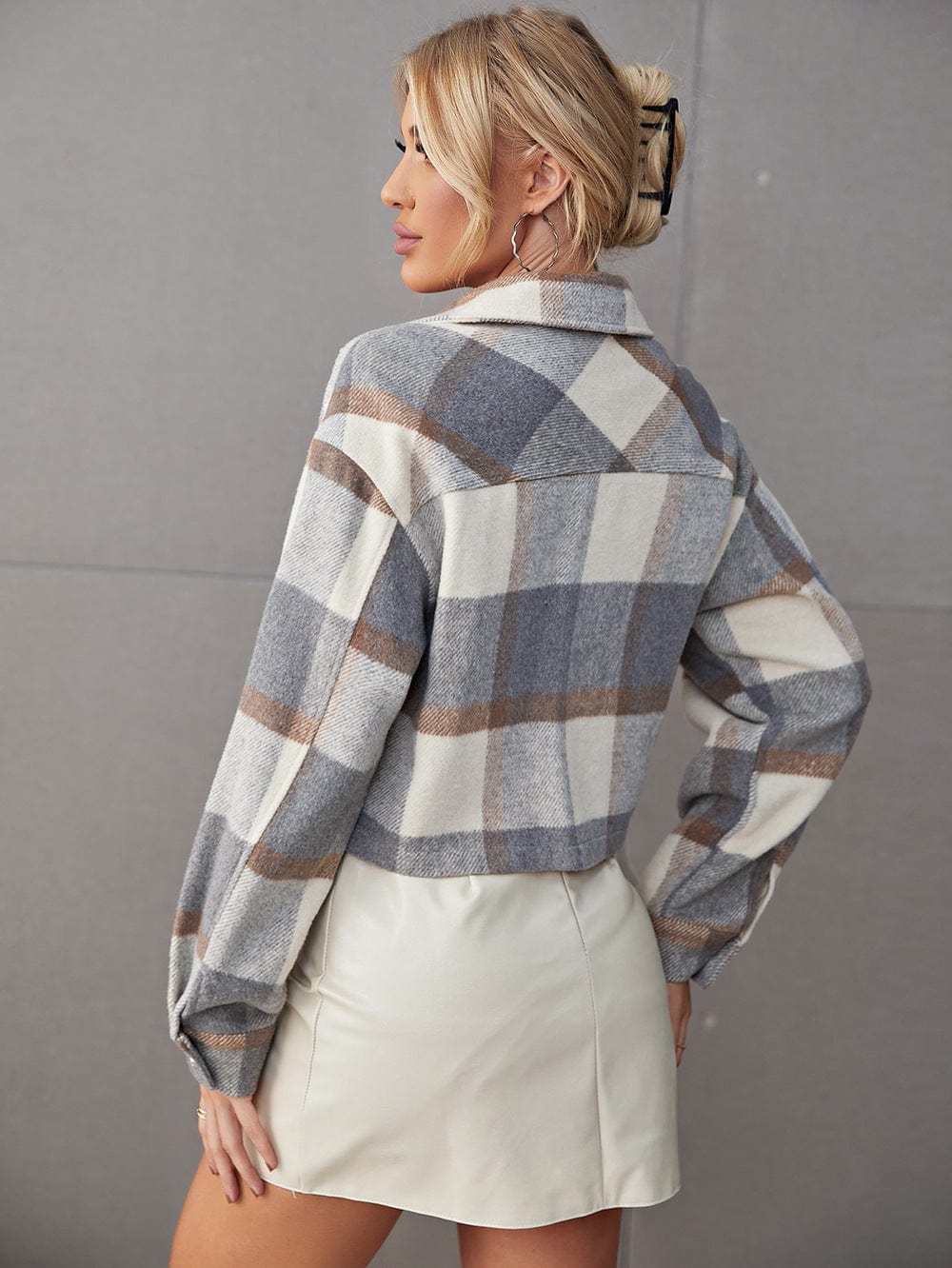 Devaya Plaid Crop Shacket