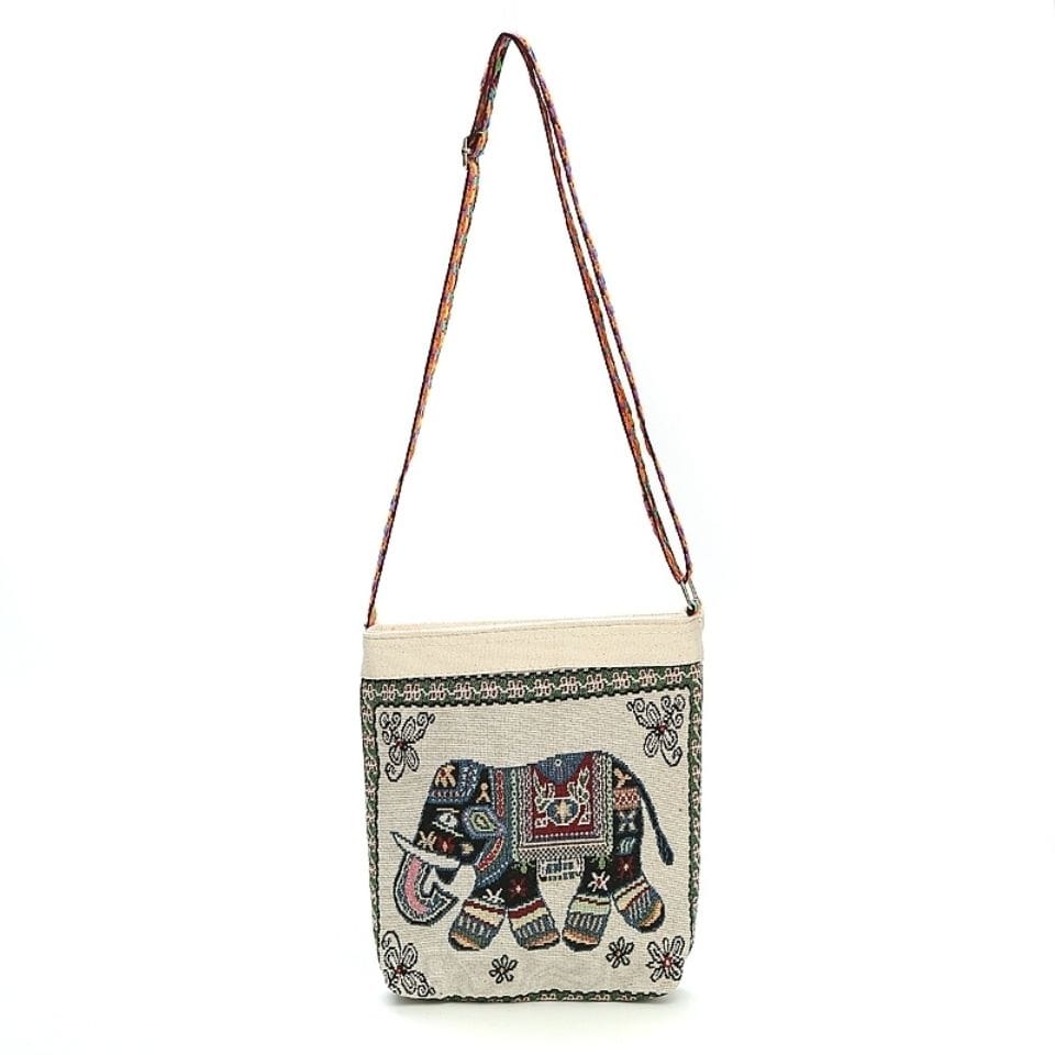 Elephant Embroidered Shoulder Bag