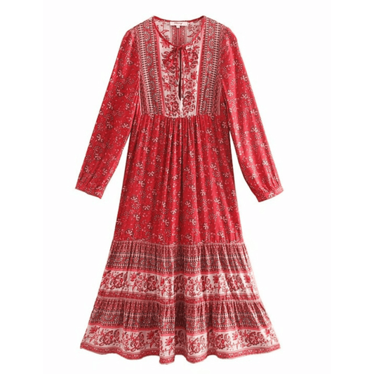 Elin Long Sleeve Boho Maxi Dress