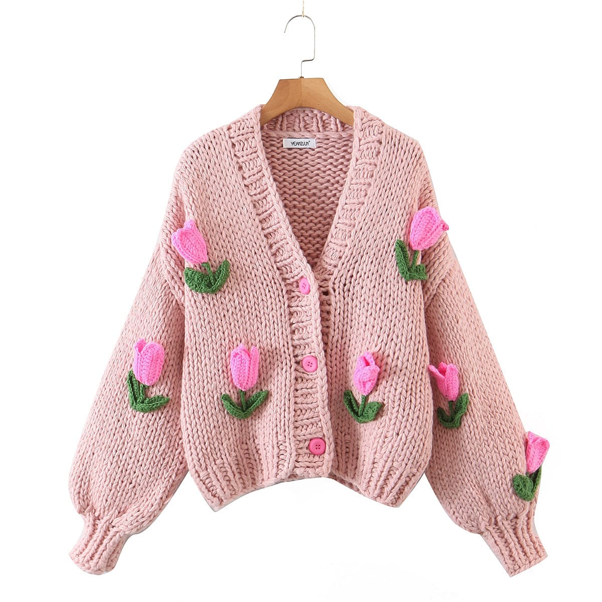 Embroidered Tulips Knit Cardigan