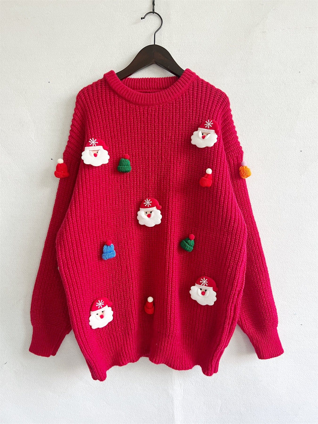 Embroidered Santa Pullover Sweater