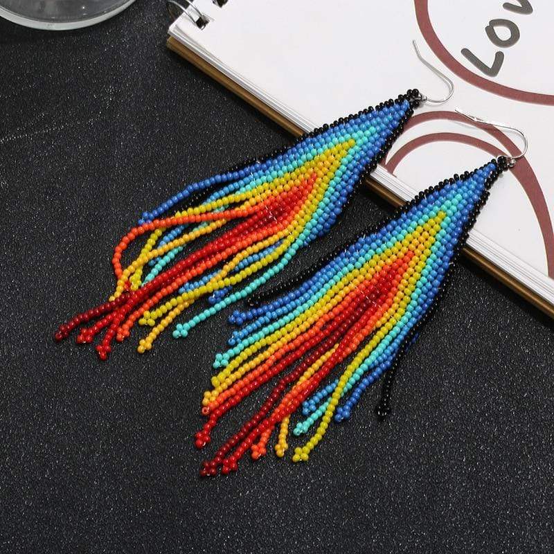 Ethnic Colorful Long Earrings