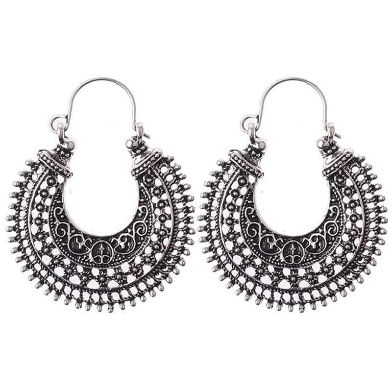 Ethnic Drop Hoop Earring