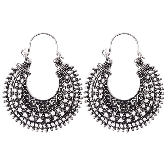 Ethnic Drop Hoop Earring