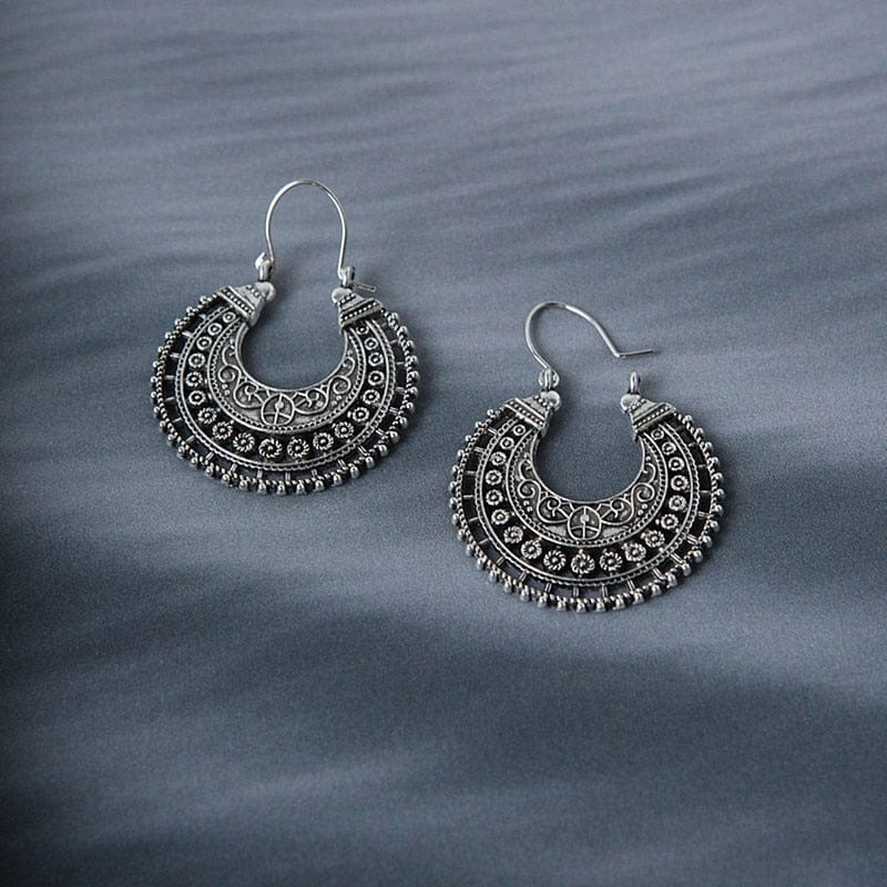 Ethnic Drop Hoop Earring