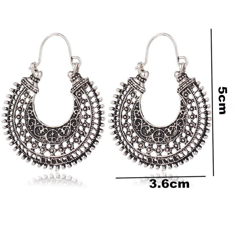 Ethnic Drop Hoop Earring