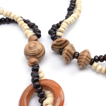 Ethnic Elephant Wooden Beads Necklace