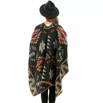 Aztec Print Poncho