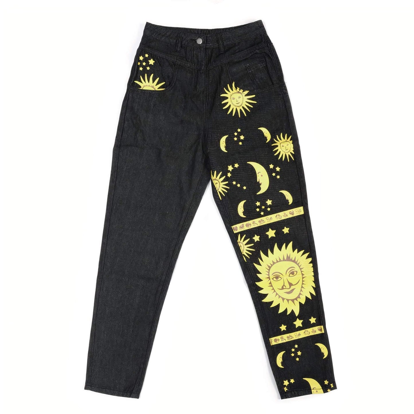 Sun and Moon Print Jeans