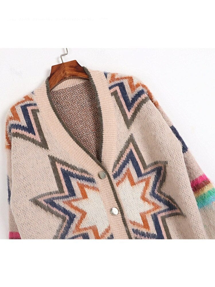 Geometric Mohair Knitted Cardigan